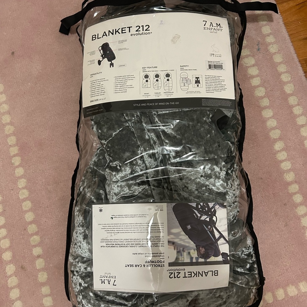 7am Enfant Blanket 212 Footmuff, Grey Plush  - Gently Used
